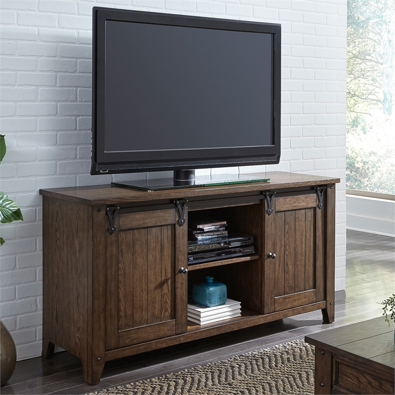 Pemberly Row Traditional Wood TV Console in Espresso