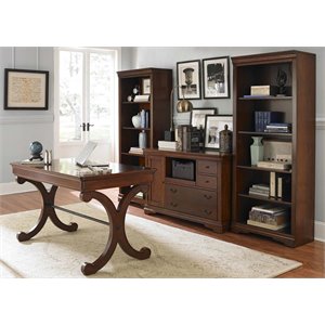 pemberly row contemporary wood 4 piece desk set in cherry