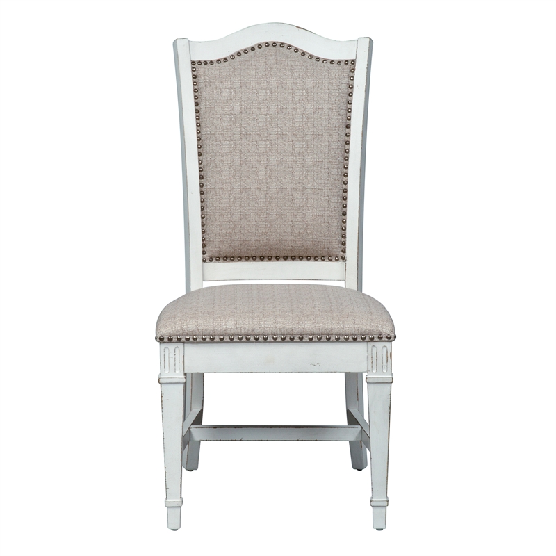 Pemberly Row Traditional Wood Side Chair in White (Set of 2)