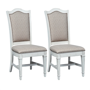 Pemberly Row Traditional Wood Side Chair in White (Set of 2)
