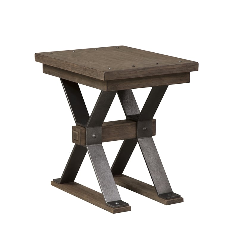 Pemberly Row Industrial Wood Chair Side Table in Brown