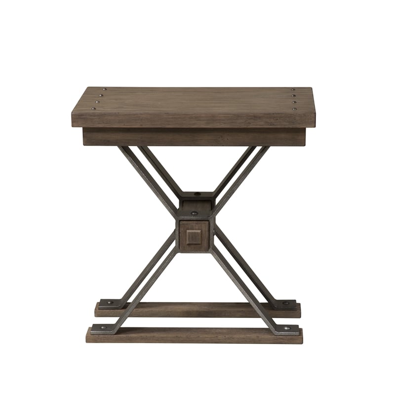 Pemberly Row Industrial Wood Chair Side Table in Brown