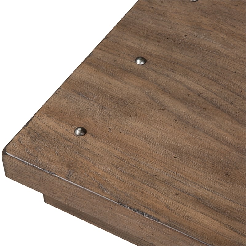 Pemberly Row Industrial Wood Chair Side Table in Brown