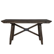 Pemberly Row Transitional Wood Trestle Gathering Table Top and Base in Chocolate