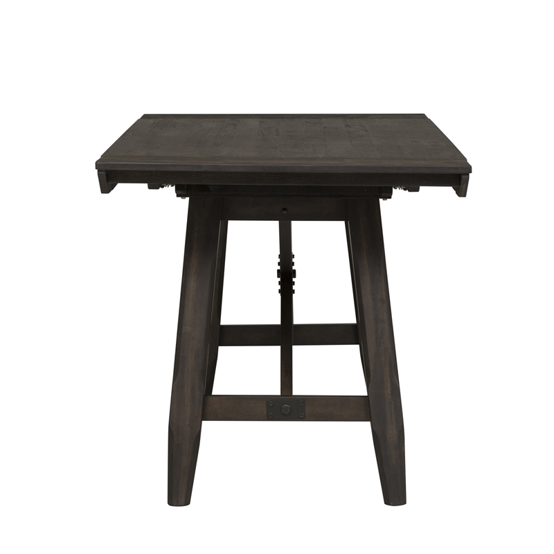 Pemberly Row Transitional Wood Trestle Gathering Table Top and Base in Chocolate