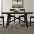 Pemberly Row Transitional Wood Trestle Gathering Table Top and Base in Chocolate