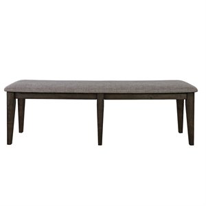 Pemberly Row 19&quot Farmhouse Wood/Linen Fabric Bench in Brown/Gray