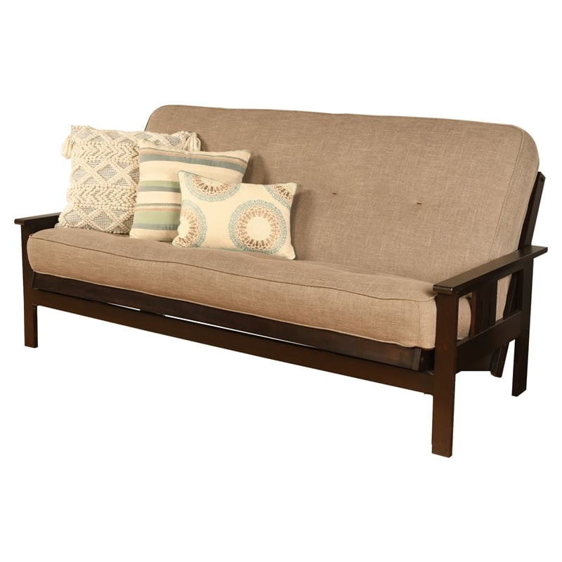 Pemberly Row Foam Full Futon Mattress with Beige Fabric Cover-Frame Not Included