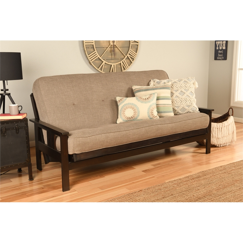 Pemberly Row Foam Full Futon Mattress with Beige Fabric Cover-Frame Not Included