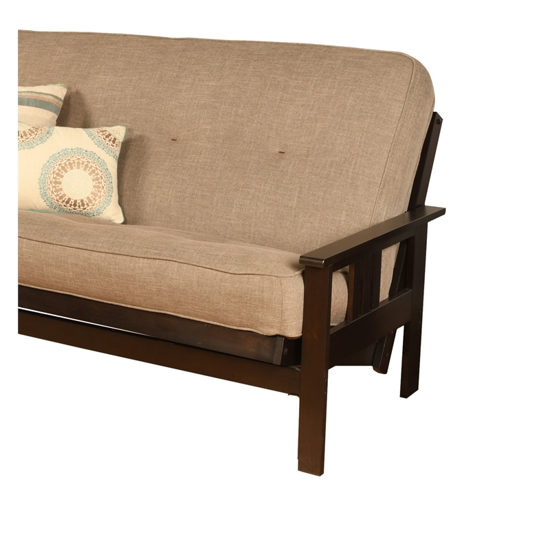 Pemberly Row Foam Full Futon Mattress with Beige Fabric Cover-Frame Not Included