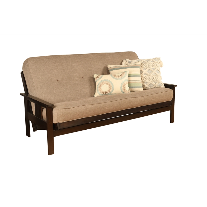 Pemberly Row Foam Full Futon Mattress with Beige Fabric Cover-Frame Not Included