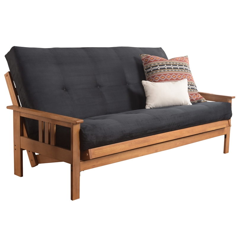 Pemberly Row Cotton and Foam Full-size Futon Mattress in Suede Black-Frame Not Included