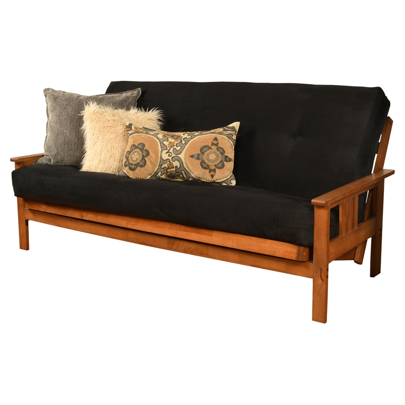 Pemberly Row Cotton and Foam Full-size Futon Mattress in Suede Black-Frame Not Included