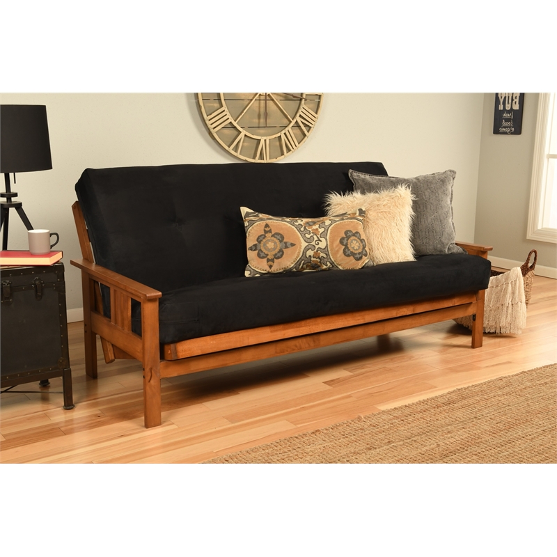 Pemberly Row Cotton and Foam Full-size Futon Mattress in Suede Black-Frame Not Included