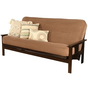 Pemberly Row Cotton and Foam Full Futon Mattress with Mocha Brown Fabric Cover-Frame Not Included
