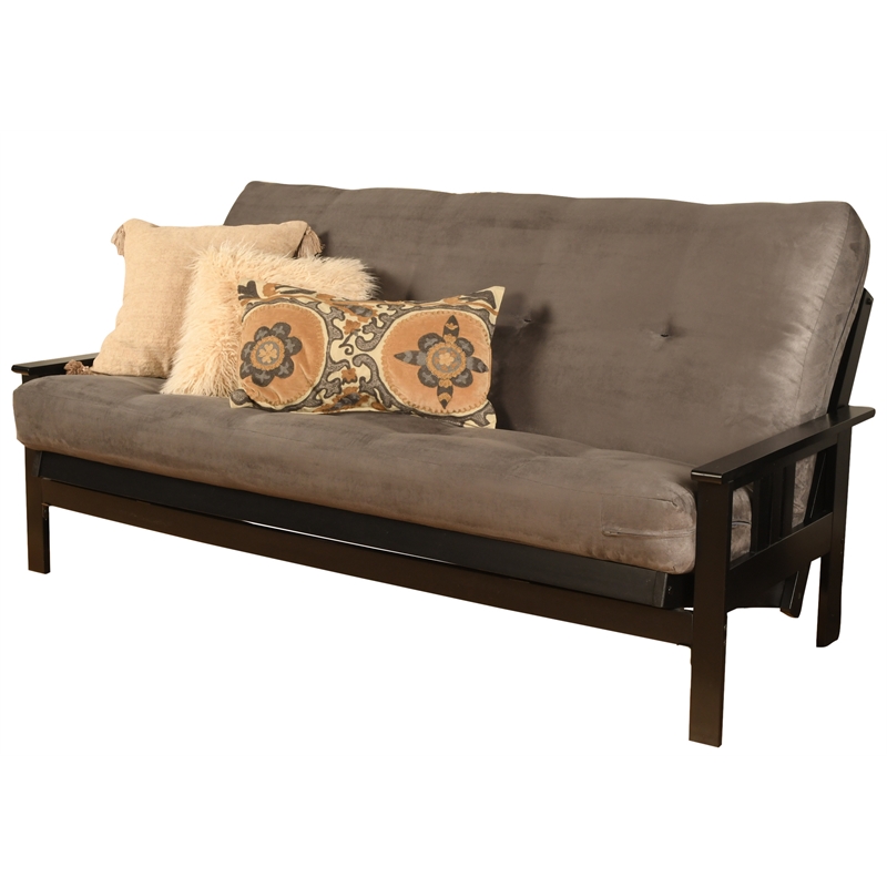 Pemberly Row Cotton and Foam Full-size Futon Mattress in Suede Gray-Frame Not Included