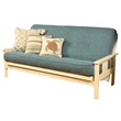 Pemberly Row Cotton and Foam Full Futon Mattress with Linen Blue Fabric Cover-Frame Not Included