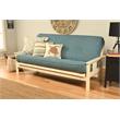 Pemberly Row Cotton and Foam Full Futon Mattress with Linen Blue Fabric Cover-Frame Not Included