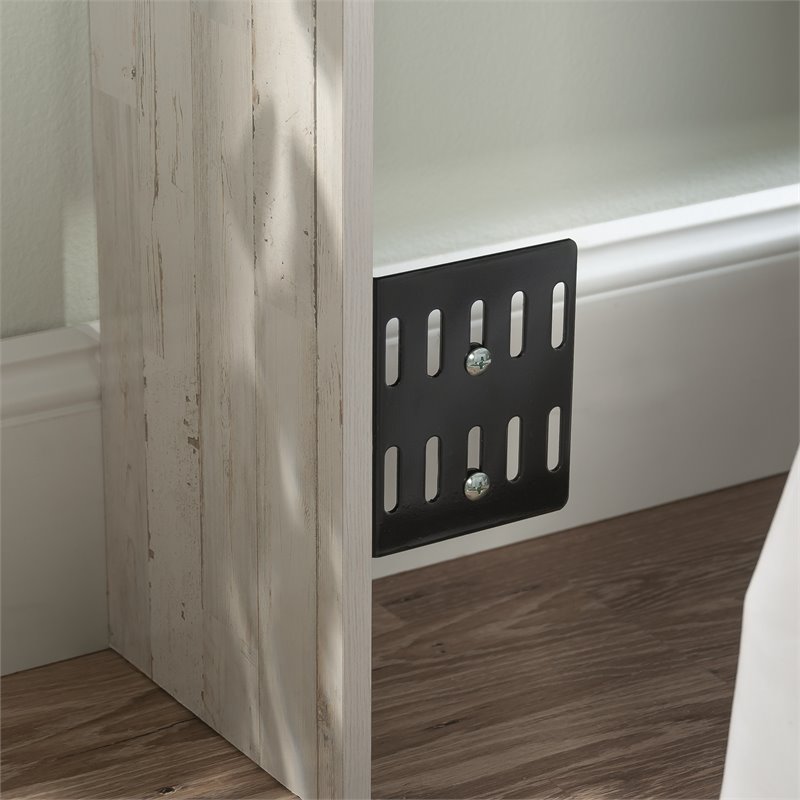 Pemberly Row Transitional Engineered Wood Full-Queen Bookcase Headboard in White