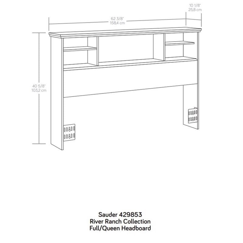 Pemberly Row Transitional Engineered Wood Full-Queen Bookcase Headboard in White