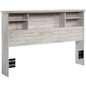 Pemberly Row Transitional Engineered Wood Full-Queen Bookcase Headboard in White