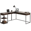 Pemberly Row Contemporary Engineered Wood L-Shape Desk in Deco Stone Gray