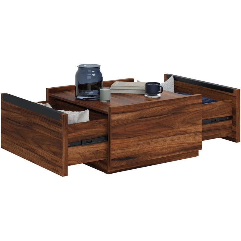 Pemberly Row Contemporary Engineered Wood Coffee Table in Brown