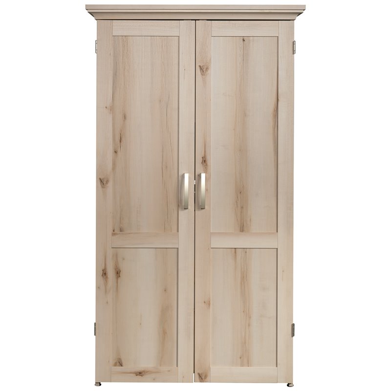 Pemberly Row Engineered Wood Multi-Purpose Storage Craft Armoire in Maple