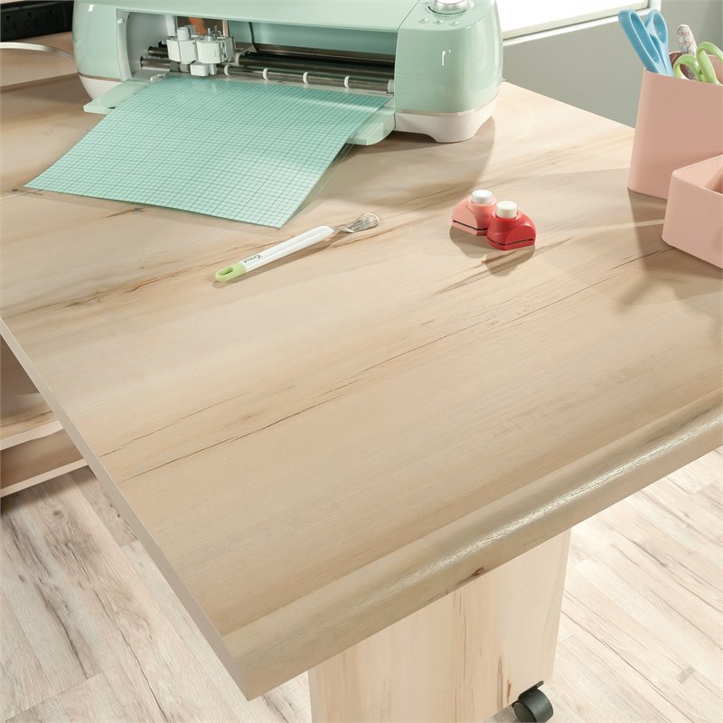 Pemberly Row Engineered Wood Multi-Purpose Storage Craft Armoire in Maple