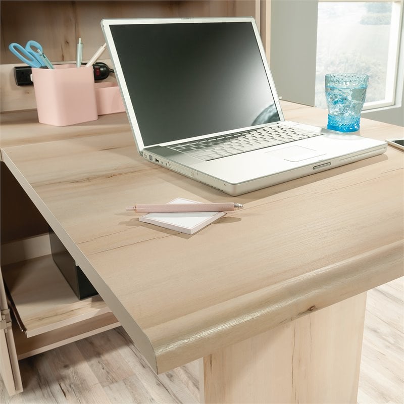 Pemberly Row Engineered Wood Multi-Purpose Storage Craft Armoire in Maple