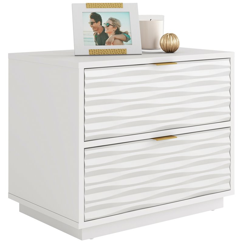 Pemberly Row Contemporary Engineered Wood Side Table in White