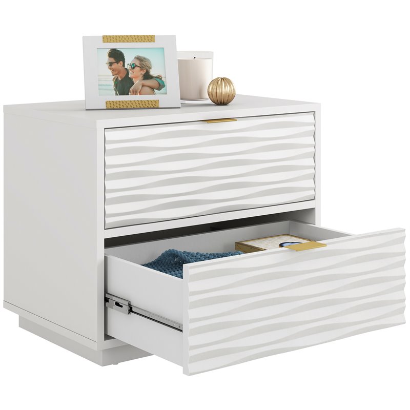 Pemberly Row Contemporary Engineered Wood Side Table in White