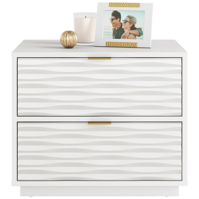 Pemberly Row Contemporary Engineered Wood Side Table in White