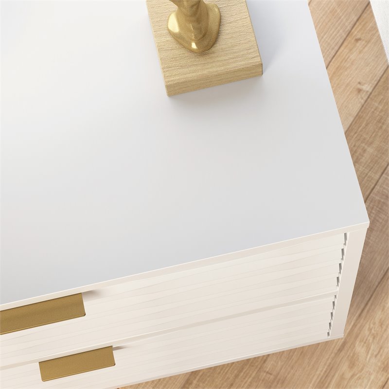 Pemberly Row Contemporary Engineered Wood Side Table in White