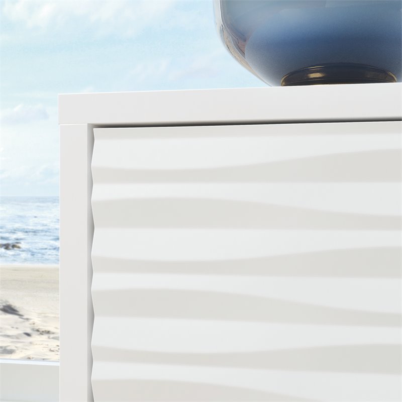 Pemberly Row Contemporary Engineered Wood Side Table in White