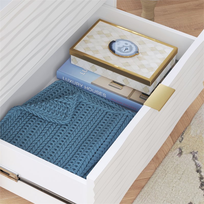 Pemberly Row Contemporary Engineered Wood Side Table in White