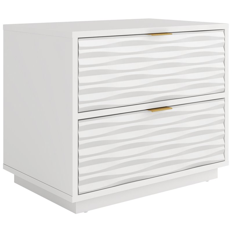 Pemberly Row Contemporary Engineered Wood Side Table in White