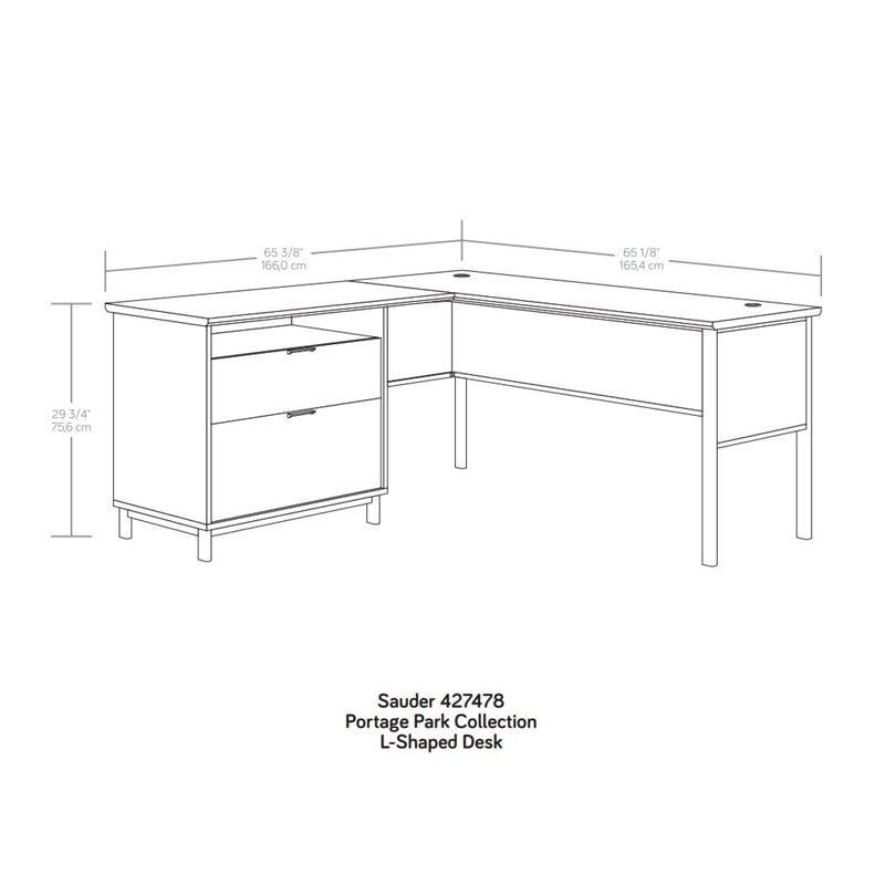 Pemberly Row Engineered Wood L-Shape Desk in Kiln Acacia Brown