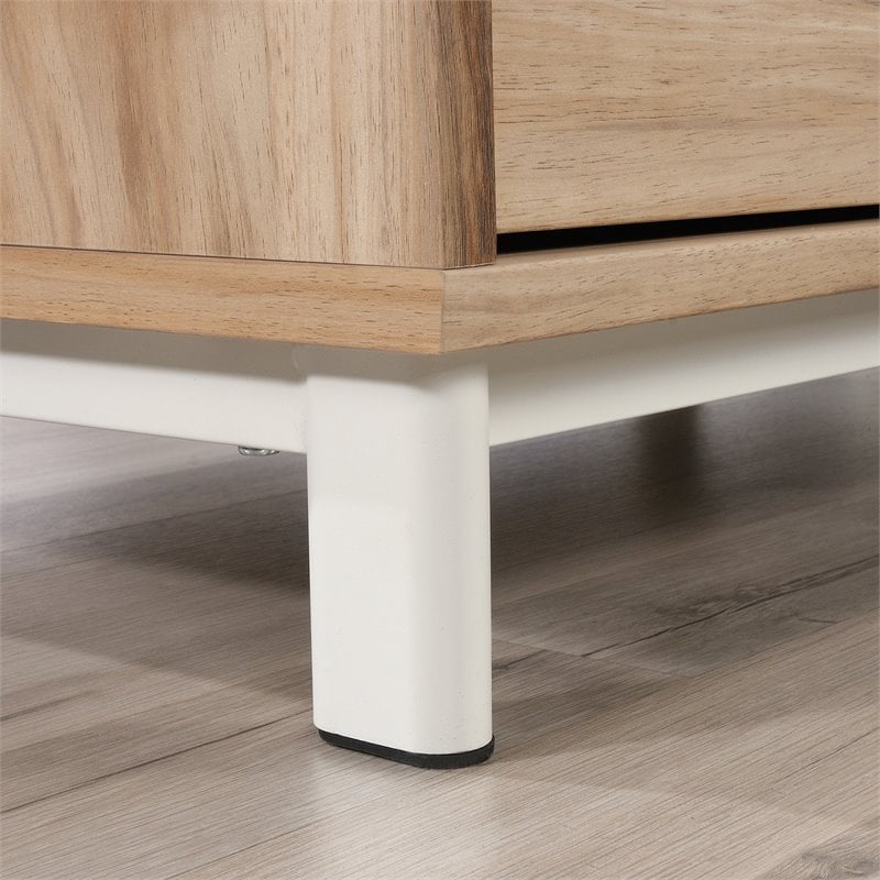 Pemberly Row Engineered Wood L-Shape Desk in Kiln Acacia Brown