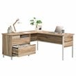 Pemberly Row Engineered Wood L-Shape Desk in Kiln Acacia Brown