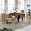 Pemberly Row Engineered Wood L-Shape Desk in Kiln Acacia Brown