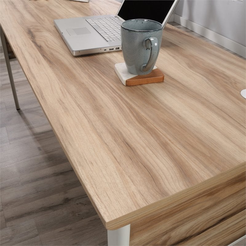 Pemberly Row Engineered Wood L-Shape Desk in Kiln Acacia Brown
