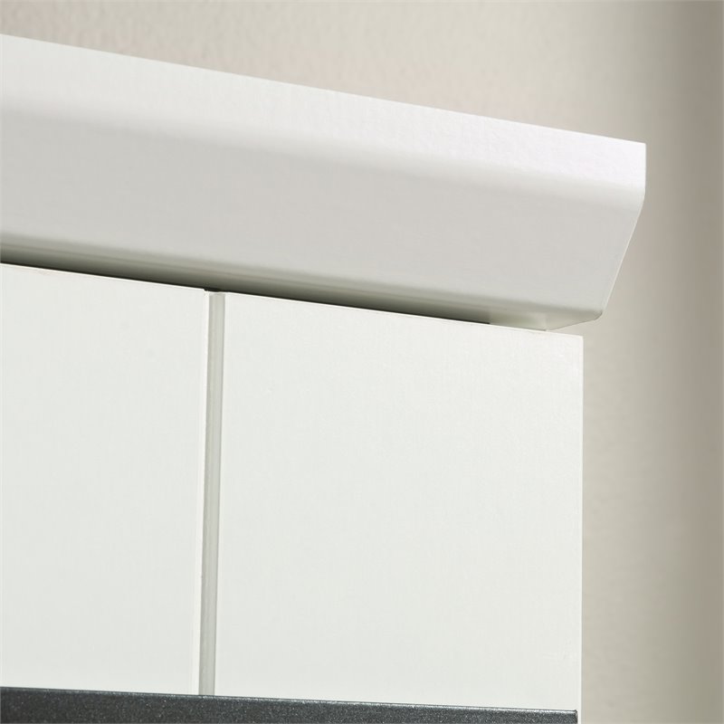 Pemberly Row 2-Barn Door Engineered Wood Narrow Storage Cabinet in White