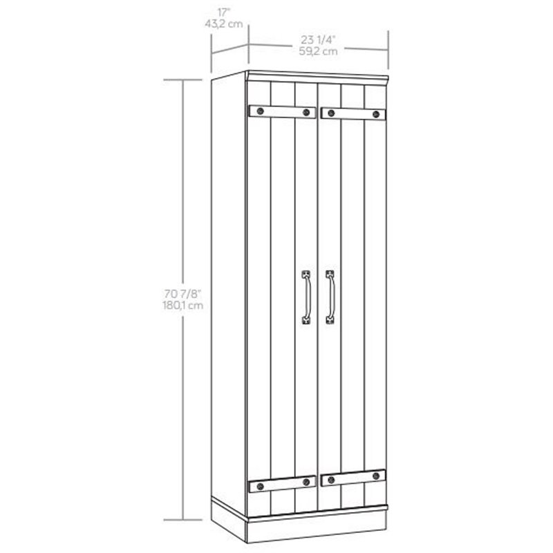 Pemberly Row 2-Barn Door Engineered Wood Narrow Storage Cabinet in White