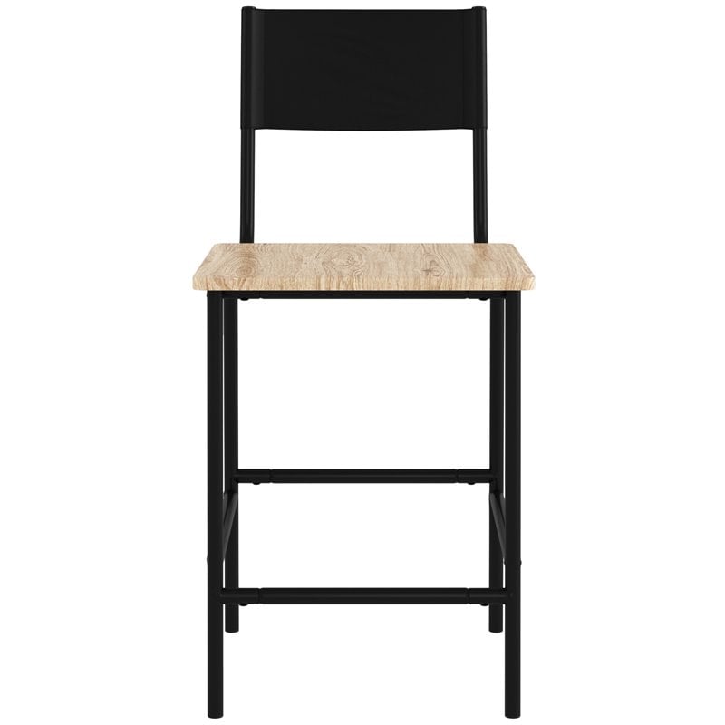 Pemberly Row Mid-Century Faux Leather Back Counter Stool in Black