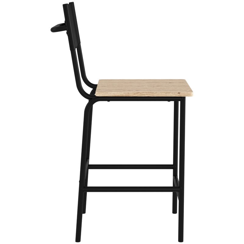 Pemberly Row Mid-Century Faux Leather Back Counter Stool in Black