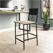 Pemberly Row Mid-Century Faux Leather Back Counter Stool in Black