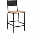 Pemberly Row Mid-Century Faux Leather Back Counter Stool in Black