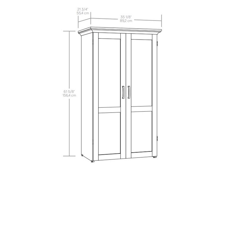Pemberly Row Contemporary Engineered Wood Storage Craft Armoire in Oak