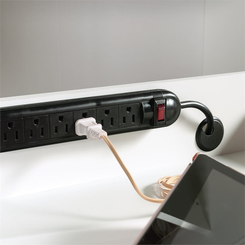 Pemberly Row Modern Engineered Wood Multi-Purpose Storage Craft Armoire in White